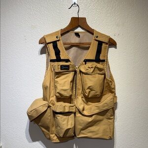 Men’s Field Photography Utility Vest Big Organize Pockets Tan Black